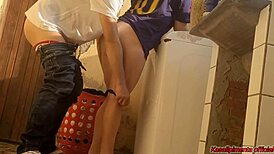 Married housewife pays washing machine tech with her tight Brazilian backside