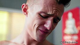 Hunk Barebacks Injured Roommate's Tight Ass in Dorm