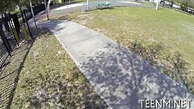 Legal age teen Scarlett Sawyer gets her face filled with jizz after rough play.