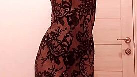 Milf In Dress Uses Dildo In Restroom