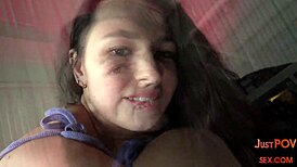 Pov Slutty Amateur with Small Boobs Sucks and Rides in Closeup Barely Legal Scene.
