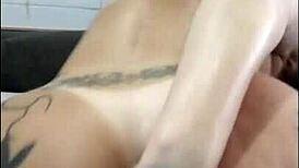 Milf with big tits receives guided handjob to rock music