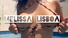 Melissa lisboa shows off while taking cum in mouth and ass