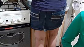 We jerk off to our stepmom while she cooks dinner - girls fly orgasm 😈