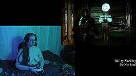 Naked Brunette Plays Deadspace With Big Natural Tits