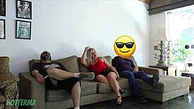 Busty Asian Pornstar Throats Cock on Her Knees