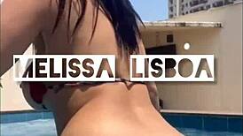 Melissa lisboa shows off while taking cum in mouth and ass