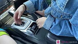 Petite brunette sucks cock