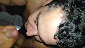 guy shoots cum into his mouth