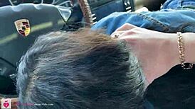 Petite brunette sucks cock