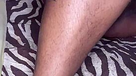 Ebony amateur feels intense pleasure while masturbating her wet pussy. She squirts close-up.