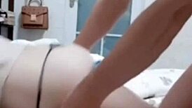 asian student bent over, wet pussy fucking
