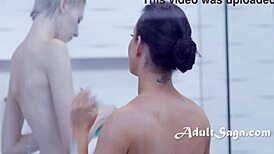 early morning cold showers with stepmom's girlfriend