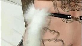 Shemale bunny cosplay tgirl fucks hard like real rabbit in costume