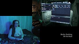 Naked Brunette Plays Deadspace With Big Natural Tits