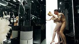 stepsister fucks rough in the shower