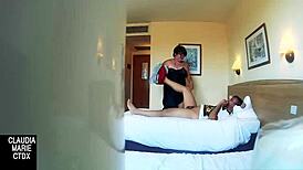 Recording the hidden fuck with her fat lover