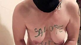 European slave in a solo French session with intense masturbation and uro play.