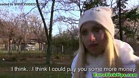 euro teen slut gets jizzed on in public outdoor fuck 😈