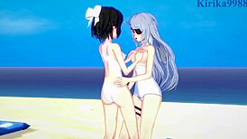 Miku Kohinata And Laura Bodewig Intense Lesbian Play In Symphogear Infinite Stratos Hentai