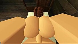 In roblox pov, cowgirl rides, bent over doggystyle, blowjob action unfolds