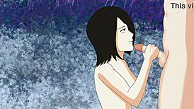 Mikasa giving head in the cave.