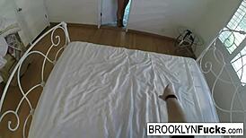 brooklyn shoving purple toy into her pink pussy