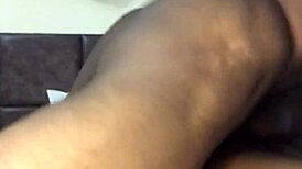 ebony girl with stretch marks ass charges phone and gets juicy pussy fucked in cowgirl