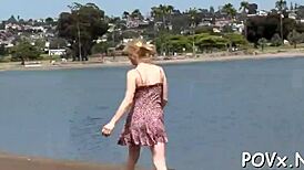 The hot teen chick with a beautiful butt gets fucked hard in POV.