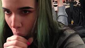 Amateur Emo Teen Poses For Sloppy Interracial Blowjob And Swallow