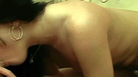 horny brunette babe gives amateur blowjob sucking cock eagerly 😍