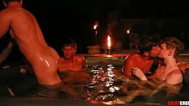 Late Night Hot Tub Fuckfest with Finn August, Ethan Adams, Colby Chambers, and Mickey Knox Bareback