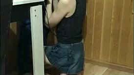 I gave a rough blowjob to a big cock on the balcony