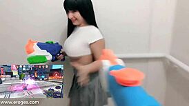 Sexy latina gamer masturbates with big boobs 😍