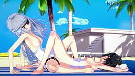 Miku Kohinata And Laura Bodewig Intense Lesbian Play In Symphogear Infinite Stratos Hentai