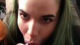 Amateur Emo Teen Poses For Sloppy Interracial Blowjob And Swallow