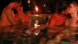 Late Night Hot Tub Fuckfest with Finn August, Ethan Adams, Colby Chambers, and Mickey Knox Bareback