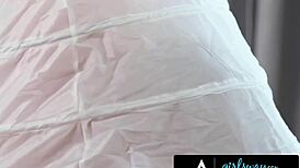 Horny bride cheats with stepsister on wedding day.