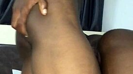 ebony girl with stretch marks ass charges phone and gets juicy pussy fucked in cowgirl