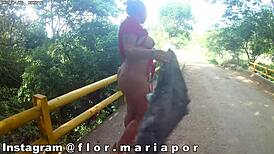 Flor maria feels excited showing her body in california street