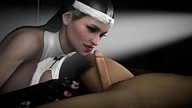 naughty nun sucks dick with wild abandon in 3d hentai.