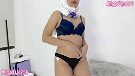 slippery body massage for hot muslim niqab mom with anal plug