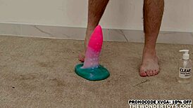 hairy gay from czech republic testing the handmade dildo dolphin l