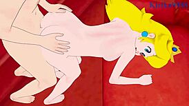 Princess peach and shy girl in intense mario bros hentai