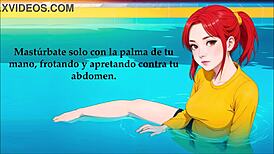Jerk off to hentai traviesa in pool with spanish voice