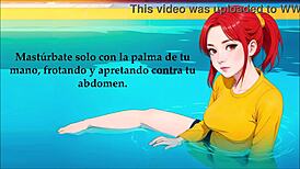 Jerk off to hentai traviesa in pool with spanish voice