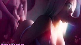 Hombre goza dos nenas chupándosela en juego hentai