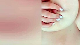 so this busty beauty teases her big nipples on camera while parents sleep nearby, wild stuff!