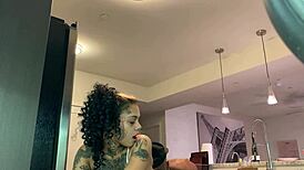 sexy latina says, 'time to put away the groceries and take that big black dick'