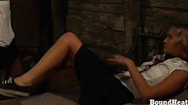 The submission of sophie bound blond lesbian slave whipped and chained by maid